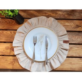 Resim Lizbon Keten Yuvarlak Fırfırlı 2 Li Vintage Amerikan Servis Bej 40x40 