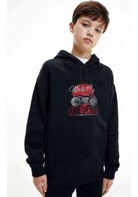 Resim American Motorsiklet Club Ride Or Die Baskılı Unisex Çocuk Sweat Siyah 