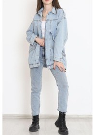 Resim Oversize Kot Ceket Açıkmavi - 10002.1778. Çok Renkli 