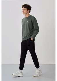 Resim Tommy Life Çağla - Siyah Casual O Yaka Lastik Paça Pamuklu Erkek Oversize Eşofman Takımı - 85120 Yeşil - Siyah 