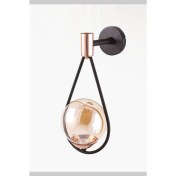 Resim Tekli E27 Duy Siyah / Bakır Boyalı Bal Camlı Aplik 