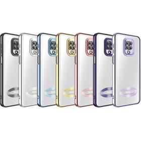 Resim Fibaks Redmi Note 9 Pro/9S Kılıf Kamera Lens Korumalı Şeffaf Renkli Logo Gösteren Parlak Kapak Gold 