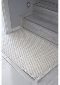 Resim Kaymaz Taban Yumuşak Yüzey Saçaklı Paspas 60 X 90 Ebat Beyaz 