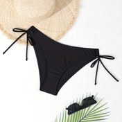 Resim Şık Kadın Bikini Altı - Yüksek Kesim, Yan Bağlama Yüzme Kıyafeti, Düz Renk Tasarım, Esnek Polyester Karışımı, Makinede Yıkanabilir 