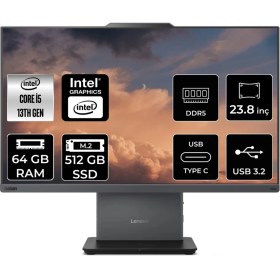 Resim Lenovo Thinkcentre Neo 50A Gen 5 i5 13420H All In One Bilgisayar 64GB RAM 512GB SSD 23.8" FHD FreeDOS + Per4 USB 12SC000YTRP332 