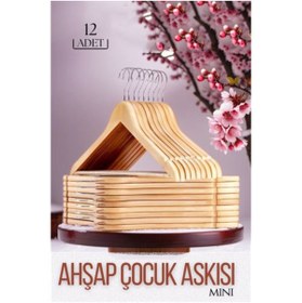 Resim AyrStore Turk Mini Ahşap Çocuk Elbise Askısı 12 Adet 