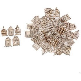 Resim 50 Parça Karışık Şık Ahşap Süsleme Karalama Defteri Dıy Rüzgar Çanları Asılı Süslemeler 