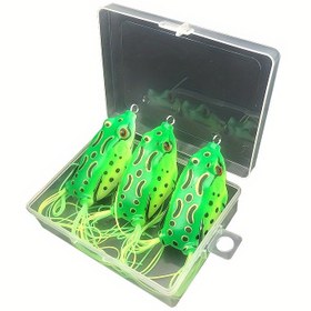 Resim 3 Adet Gerçekçi Kurbağa Yemleri, Keskin Kanca ile Yumuşak PVC Yem, 0.42oz, 5.49cm - Levrek Balıkçılığı için İdeal, Kullanışlı Saklama Kutusu Dahil 