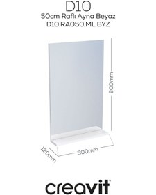 Resim Creavit D10 50 Cm Melamin Raflı Ayna Beyaz Beyaz 