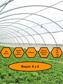 Resim NetBazaars Sera Naylonu, 36 Aylık, 5 Katkılı, 350 Micron 6x8 Şeffaf Sera Örtüsü, UV Dayanımlı, IR, EV, AB, LD 