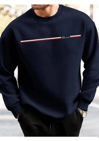 Resim Startmore Men's Crew Neck Sweatshirt Loose Fit Men's Fashion Dream Maker Letter Graphic Long Sleeve Cas Çok Renkli 