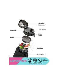 Resim 1000ml Yeni Çift Renkli Sızdırmaz Bpa İçermez Kilitlenebilir Kapaklı Motivasyonel Tritan Su Matarası Çok Renkli 