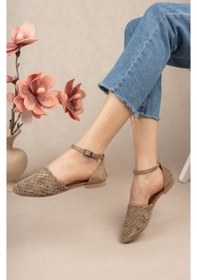 Resim Gimer - Bilekten Kemerli Örgü Taba Babet - Ifs5707G Taba 