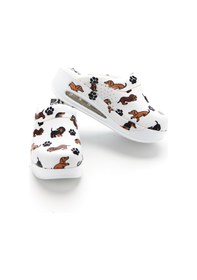 Resim Drmoon Köpek Desenli Airmax Taban Hakiki Deri Sabo Kadın Terlik Beyaz 