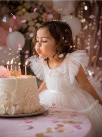 Resim Babyhola Kız Çocuk Prenses Elbise Yaka Detaylı Kabarık Etek Özel Gün Abiye 3002 Beyaz 
