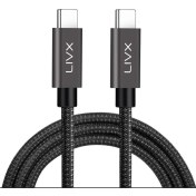 Resim Livx Solid 100W 5A Type C To Type C PD 2.0 5 Gbps Hızlı Şarj ve Data Kablosu 2 Metre Space Gray Lva-Tct 