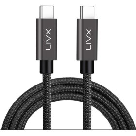 Resim Livx Solid 100W 5A Type C To Type C PD 2.0 5 Gbps Hızlı Şarj ve Data Kablosu 2 Metre Space Gray Lva-Tct 