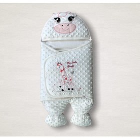 Resim Premium Kalite Organik Pamuk Bebek Kundak 17zbkundakkızzürafalıfermuarlı 