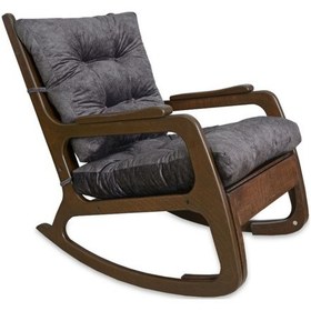 Resim Asedia Kontes Ceviz Antrasit Dolgu Minderli Sallanan Sandalye Dinlenme Koltuğu 