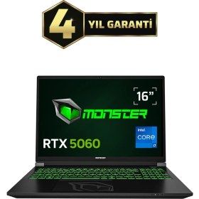 Resim MONSTER Tulpar T6 V3.3.4 Intel Core i7 13700HX 16GB RAM 1TB SSD RTX 5060 FreeDOS 16" FHD+ 165 Hz 