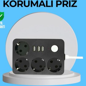 Resim Eco Lounge 3 USB Çıkışlı 4’lü Akıllı Priz 2500W 2 Metre Kablo 