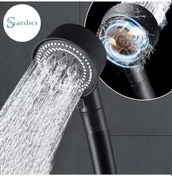 Resim Sardıcı Turbo Siyah Duş Başlığı Stop Tuşlu 150 Cm uSiyah Duş Hortumu Siya 