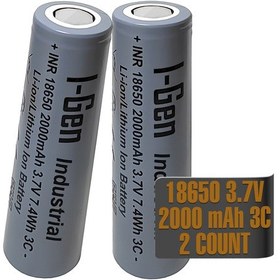 Resim I-gen Industrial E001 Inr 18650 3.7v 2000 Mah 3c 7.4wh Li-ıon Şarjlı Pil Düz Başlı Lityum Pil 2'li Paket 