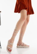 Resim LUXLANE SHOES Luxlane Kadın Dolgu Topuklu Bilekten Bağlamalı Sandalet Bej dolgu3 