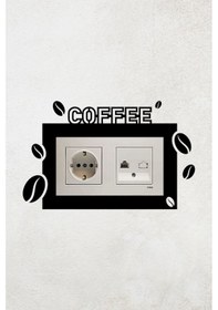 Resim Coffee Kahve Tasarım 2li Dekoratif Priz Çerçevesi İç Ölçü 15,5x8,4 Cm Ev Dekoru - Kahve Kosesi 