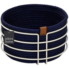 Resim Bej Yuvarlak Ekmek Sepeti Şık,ekmeklik Lacivert Hasır Örmeli Makrome-çok Amaçlı Metal Paslanmaz Bej 