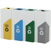 Resim 4'lü Metal Sıfır Atık Kutusu Geri Dönüşüm Çöp Kovası N11.125 