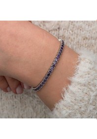 Resim Gümüş Mor Zirkon Taşlı Su Yolu Kadın Bileklik Gümüş - Rose Gold 