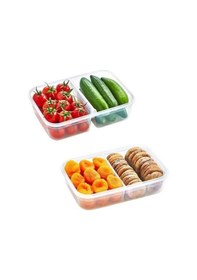 Resim 2 Bölmeli Sızdırmaz Contalı Kilitli Kapaklı 1 Litre Erzak Saklama Kabı -lc505 Şeffaf 