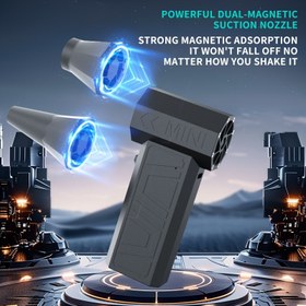 Resim Hızlı 130000rpm Mini Fırçasız Vakum Fanı - Taşınabilir, Hafif, USB Şarj Edilebilir, Lityum Pil, Ev, Ofis ve Seyahat Kullanımı İçin Mavi LED Işıkları ile Siyah, Seyahat Aksesuarı | Şık Mini Fan | Şık Siyah Bitiş 