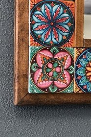 Resim Oscar Stone Decor Masif Çerçeveli Mozaik Taş Ayna 43 Cm X 43 Cm (Morocco-Etnik Desen) Ayn4040-086 