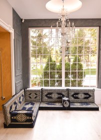 Resim BAKIRÖZÜ HOME Şark Köşesi Takımı Konsepti Yahyalı Lacivert Modeli Koltuk Takımı Sünger Dahil (9 Parça) 