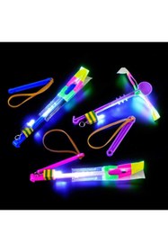 Resim oyuncakmarketim Işıklı Sapan Roket Helikopter Işıklı Uçan Oyuncak Parti Hediyesi 12Li Paket 