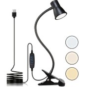 Resim 1 Adet Klipsli Okuma Masa Lambası, Modern Ayarlanabilir LED Aydınlatma USB Güçlü Gooseneck Kol, 3 Renk Sıcaklığıyla göz Korumalık ve Mat Bitişli Şapka Abajur. Yataktaki Okuyucu ya da Çalıştay/El Sanathı İş ışığı ile Ev Ofisi & Derslik ihtiyaça uygundur, çalıştırılmasız! Mühim Geri-Dönüş-Okul Hediyesi / Noel Cadılar Bayram Atmosferik Süs, Vintage Sehpa Lampasi Yanlamba Işi Minimalist Tasaımı, Zarif aynama yuksek kalitelerde bitis 