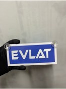 Resim Mavi Renk Üzeri Beyaz Renk Evlat Yazılı Vantuzlu Cam Süsü 