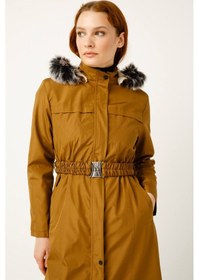 Resim Esswaap Üst Bölümü Dikiş Detaylı İçi Kürk Kaplı Bondit Parka Taba-taba Taba 