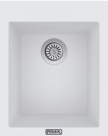 Resim Polex Cristalüx Granit Evye P-05 Beyaz Tezgah Altı Ve Tezgah Üstü Kare Mutfak Evyesi 41x51 CM 