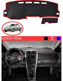 Resim Torpido Koruma Halısı Siyah Kenar Renk Kırmızı Toyota Coralla 2006-2012 İle Uyumlu 