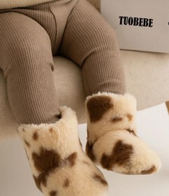 Resim TUOBEBE Çocuk ve Bebek Panduf, Kışlık Peluş Bot, Yumuşak, Sıcak Tutan, Kaymaz Tabanlı Ev İçi Patik, Ev Botu 