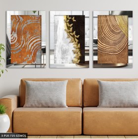 Resim Burshe Gold Detaylı Kelebekler ve Desen 3 Parça Gümüş Pleksi Aynalı Tablo 