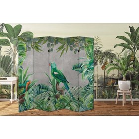 Resim dbsanat Yeşil Papağan Temalı Özel Tasarım Paravan Room Divider 180 x 200 cm 