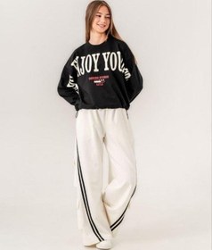 Resim Kız Çocuk Enjoy Baskılı 2 İplik Sweatshirt-15351 Siyah 