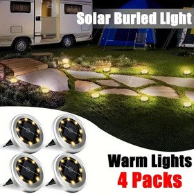 Resim 4/6/8/12 adet, Güneş Enerjili LED Paslanmaz Çelik Yüzey Taşınabilir Zemin Lambası, Beyaz Işık/Sıcak Işık, 600mAh Nikel Pil, Yol, Özel Giriş, Dekoratif Bahçe, Bahçe Çim, Peyzaj Dekorasyonu, Festival Parti Seyahat Dekorasyonu. 
