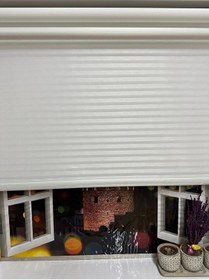 Resim Çizgili Çift Mekanizmalı Tül Ve Stor Perde - Model 1 Beyaz 