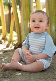 Resim Kısa Kollu Tulum UV Korumalı Mavi Line Bebek Mayo - Mavi Line / 1-2 Yaş 