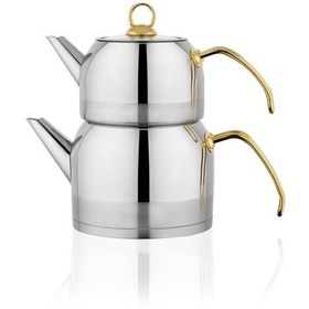 Resim Ada Çaydanlık Takımı Orta Boy 4 Parça-gold Inox 